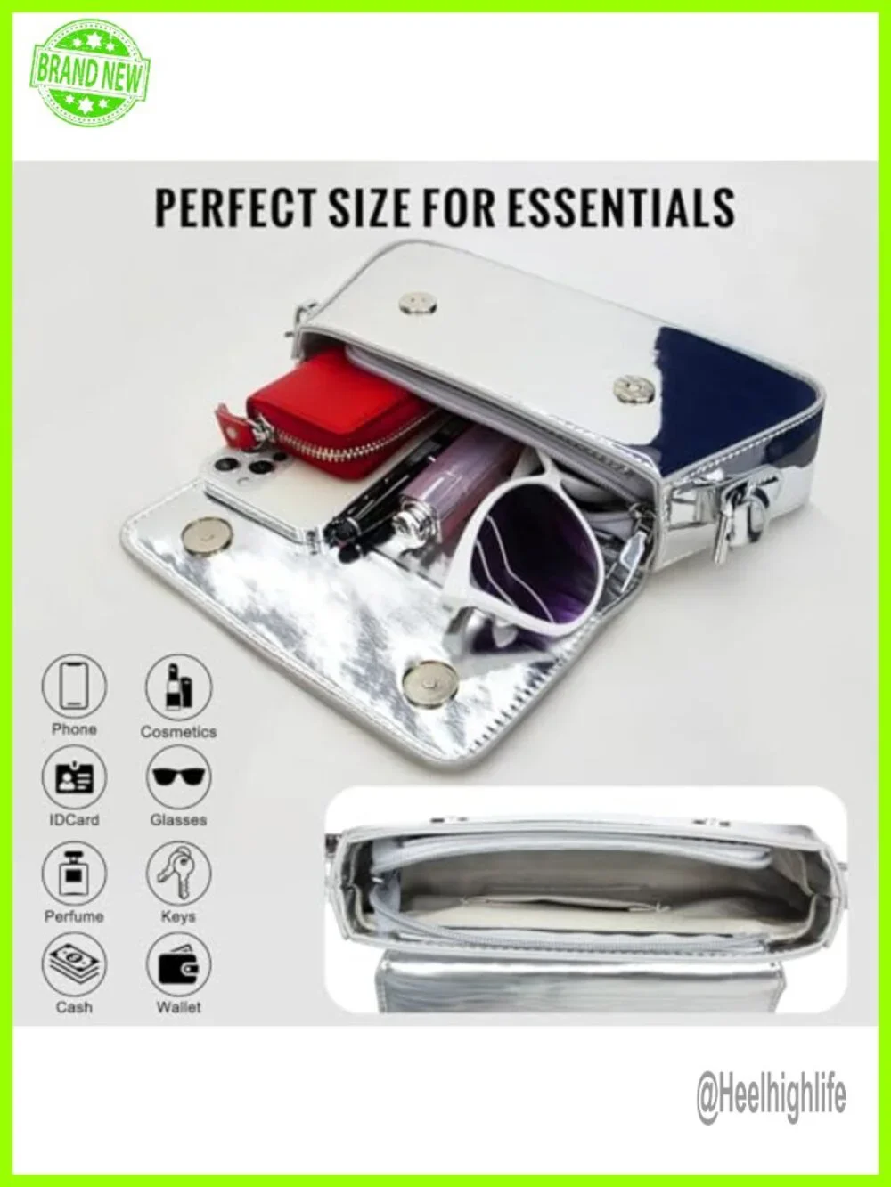 Metallic Hobo Purse with Adjustable Chain Strap - Y2K Evening Bag